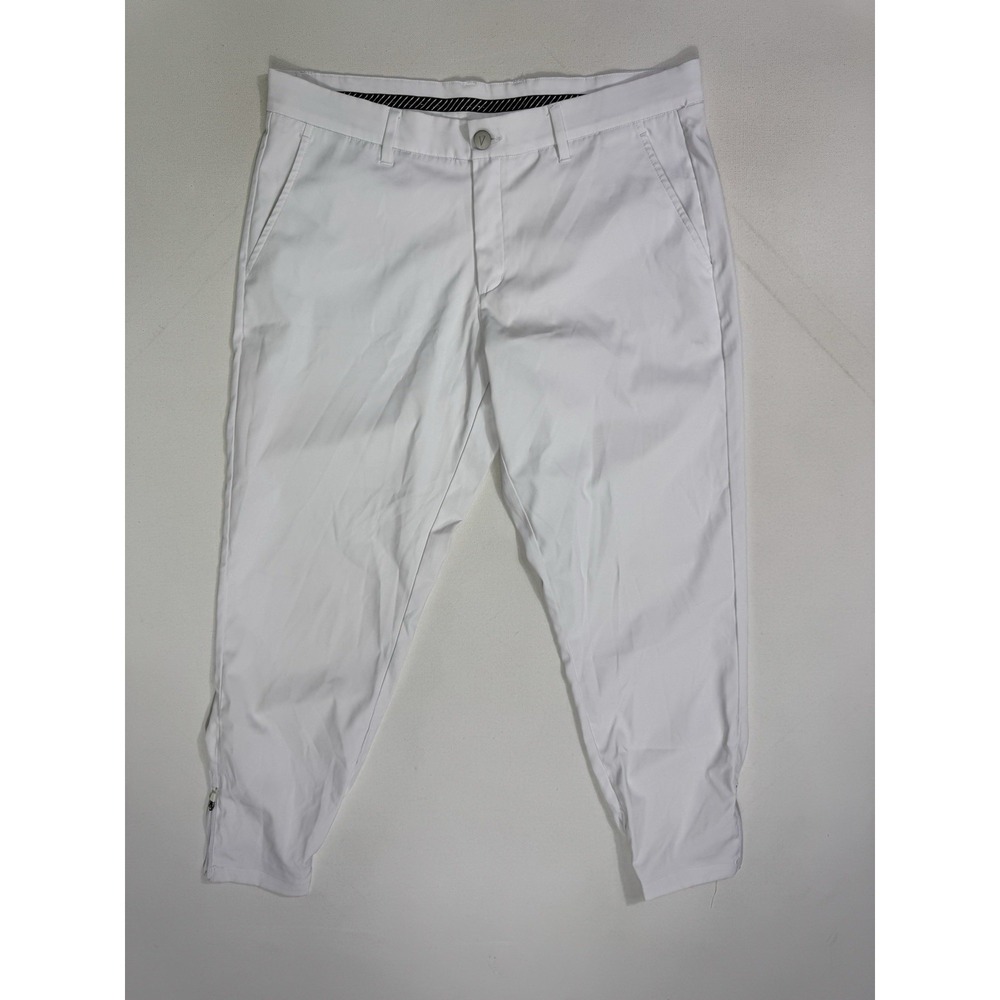 Primo Men's Golf Joggers 35x26 White Tapered Leg Solid Pockets Ankle Cuff